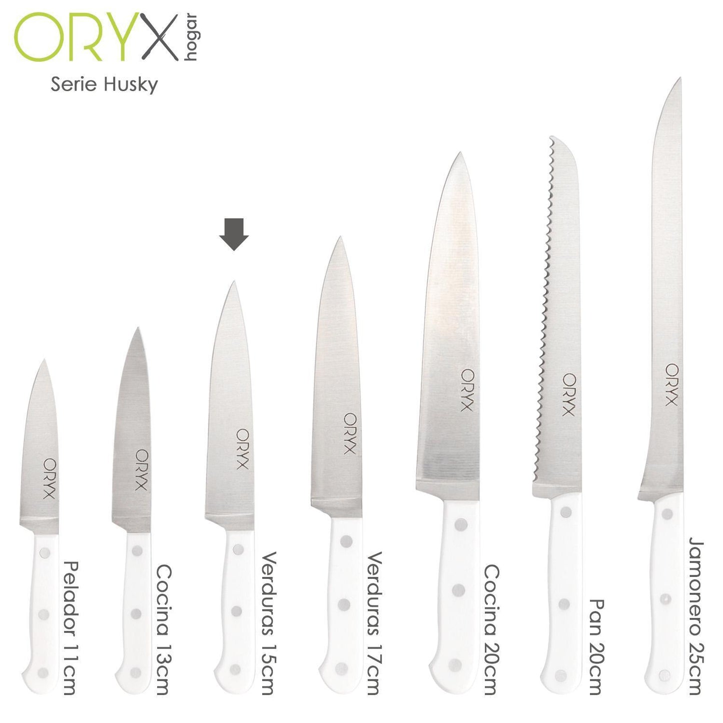Cuchillo Husky Verduras 15 Cm. Hoja Acero Inoxidable, Cuchillo Verduras, Cuchillo Cortar Verduras Mango Ergonomico Blanco_3
