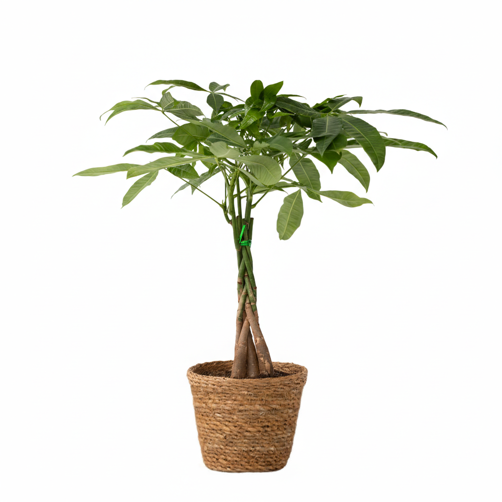 Árbol Del Dinero - Pachira Aquatica - Incluye Cesta - Altura 60-70cm - ⌀17cm_0