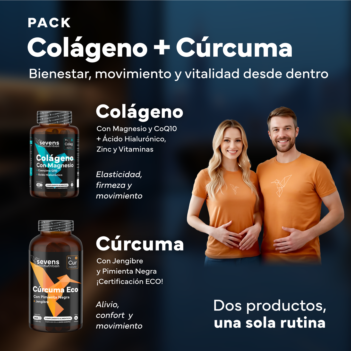 Colágeno Marino Con Magnesio Y Ácido Hialurónico + Cúrcuma Eco. Sevens Nutrition. Huesos, Articulaciones, Piel, Músculos_1