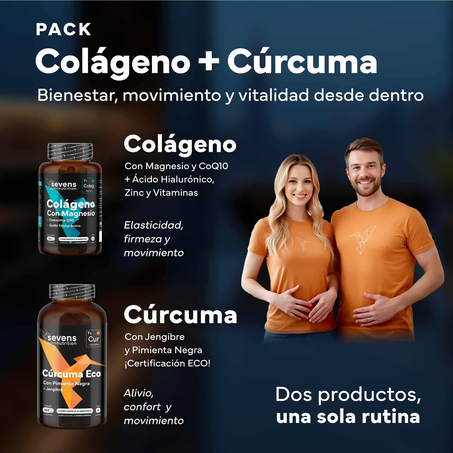 Colágeno Marino Con Magnesio Y Ácido Hialurónico + Cúrcuma Eco. Sevens Nutrition. Huesos, Articulaciones, Piel, Músculos_1