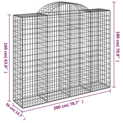 Cestas De Gaviones 8 Uds Forma De Arco Hierro 200x50x160/180 Cm_5