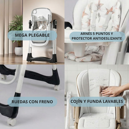 Trona Negra Evolutiva 3 En 1 | Plegable Y Portátil Con Altura | Reposapiés | Respaldo Y Bandeja Todo Ajustables_3