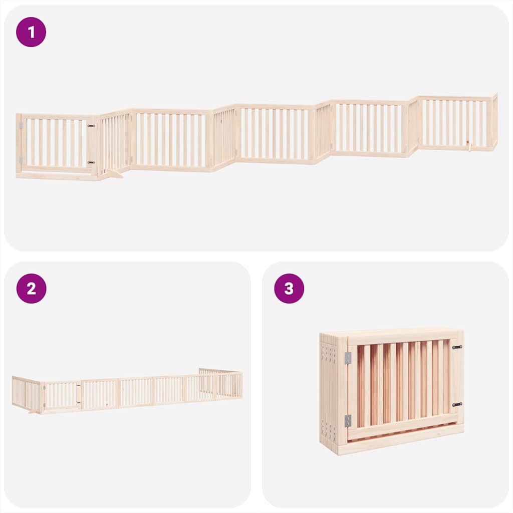 Vidaxl Puerta Para Perros Plegable 10 Paneles Madera De Álamo 800 Cm_3