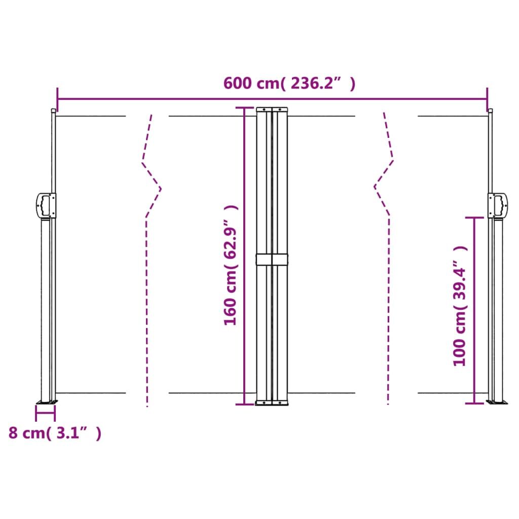 Vidaxl Toldo Lateral Retráctil Verde Oscuro 160x600 Cm_2