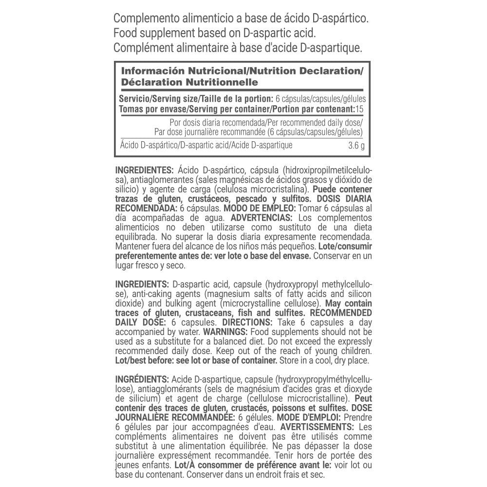 Daa (ácido Aspártico) 3.6g - 90 Cápsulas Vegetales - Aumenta La Producción Hormonal - Masmusculo_5