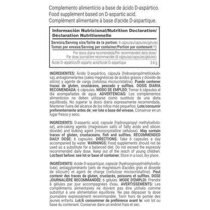 Daa (ácido Aspártico) 3.6g - 90 Cápsulas Vegetales - Aumenta La Producción Hormonal - Masmusculo_4