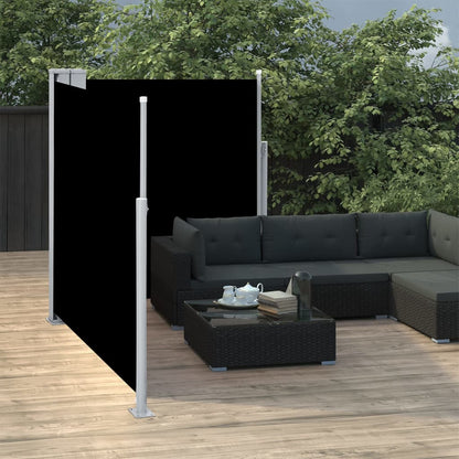 Toldo Lateral Doble Y Retráctil De Jardín Negro 170x600 Cm_1