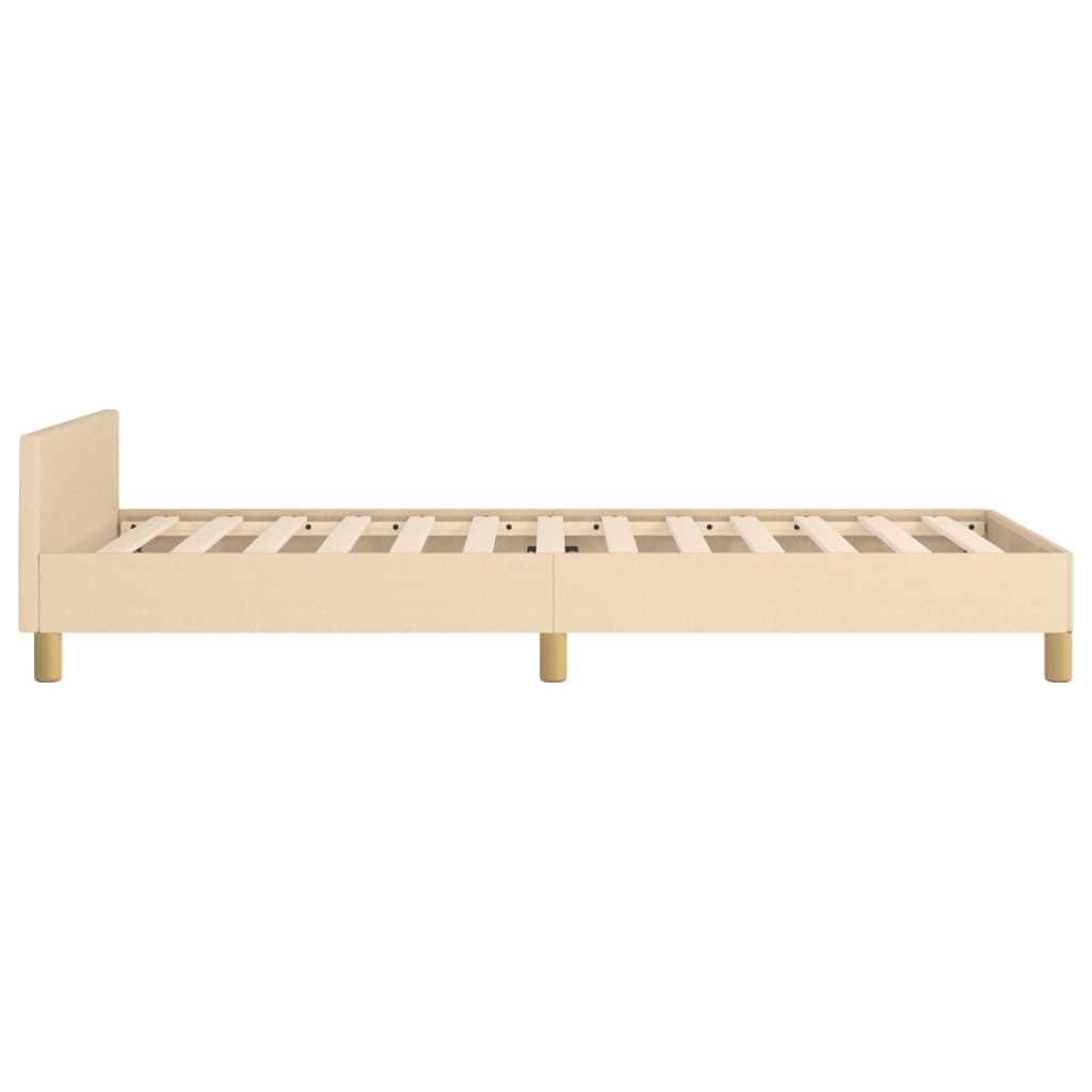 Estructura De Cama Con Cabecero De Tela Color Crema 90x200 Cm / Vetonek_0