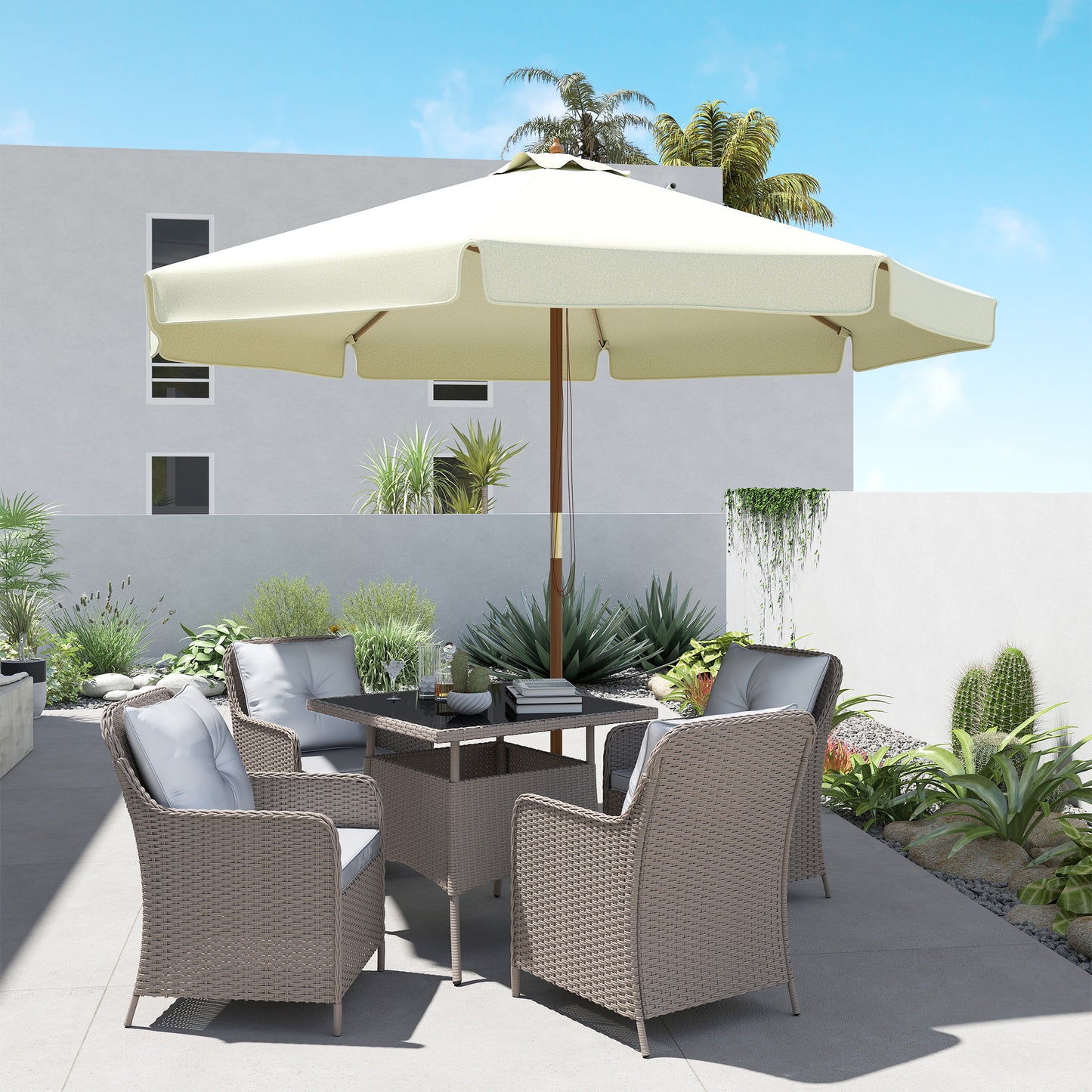 Sombrilla De Jardín Ø325x250 Cm Con Sistema De Polea Techo De Ventilación Crema_4