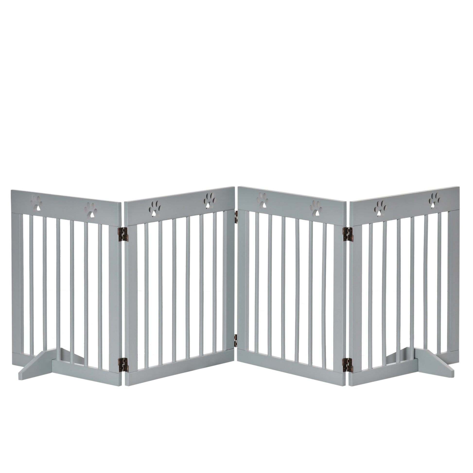 Pawhut Barrera Para Perros Plegable De 4 Paneles 204x30x61 Cm Gris Claro_0