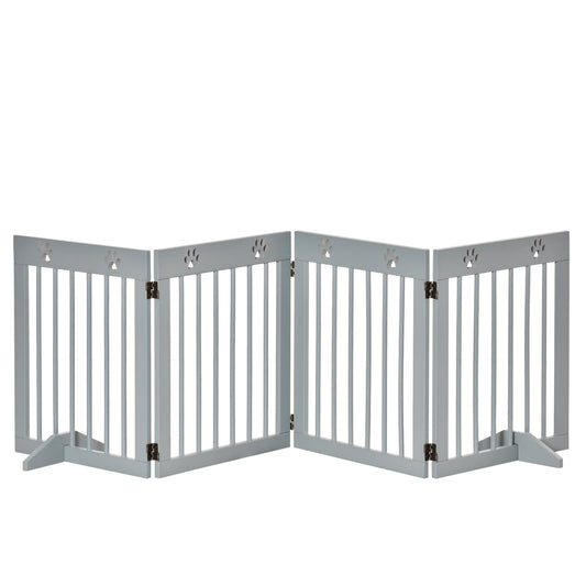 Pawhut Barrera Para Perros Plegable De 4 Paneles 204x30x61 Cm Gris Claro_0