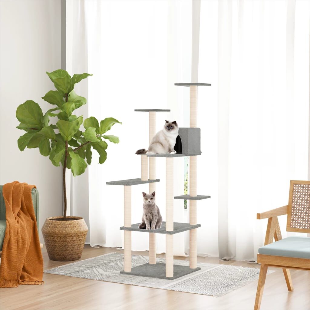 Vidaxl Rascador Para Gatos Con Postes De Sisal Gris Claro 153 Cm_1