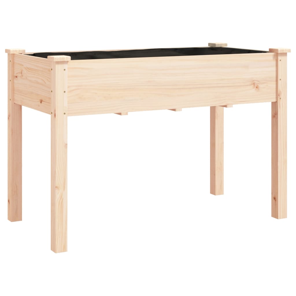 Jardinera Con Forro Y Ruedas Madera De Abeto Gris 118x59x80 Cm_2