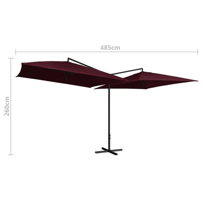 Vidaxl Sombrilla Doble Con Palo De Acero Rojo Burdeos 250x250 Cm_4