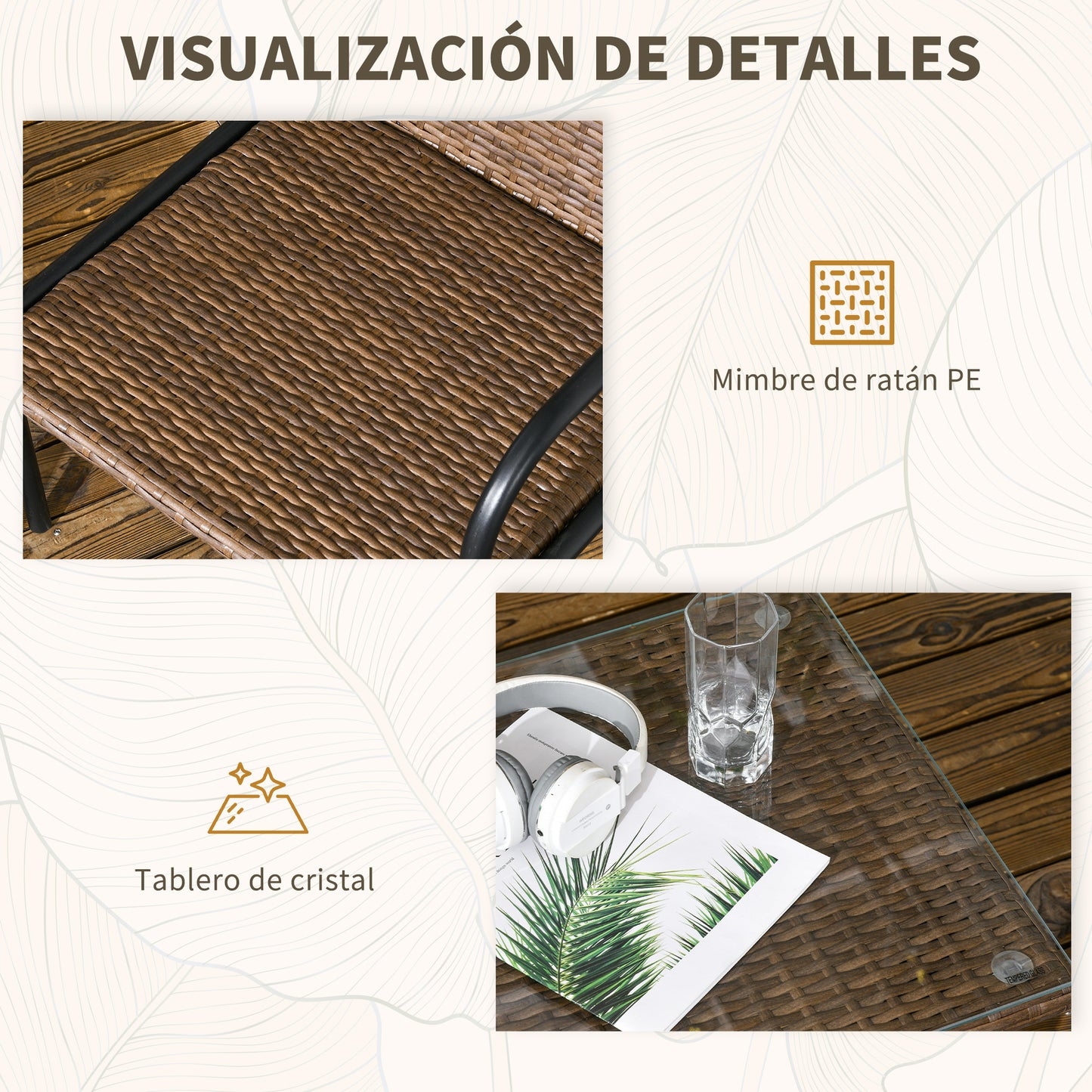 Outsunny Conjunto De Jardín De Ratán Sintético De 4 Piezas Multicolor_5
