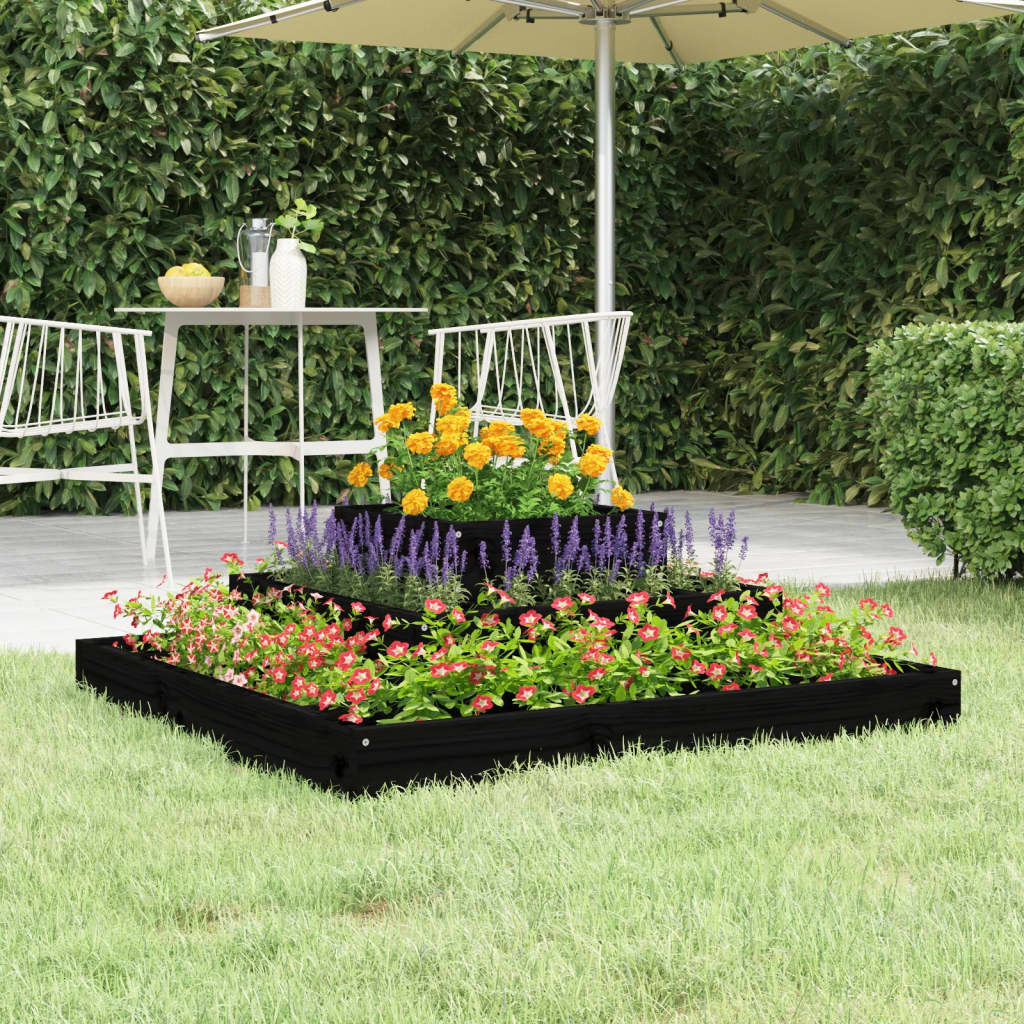 Jardinera De Madera Maciza De Pino Negro 80x80x27 Cm_1