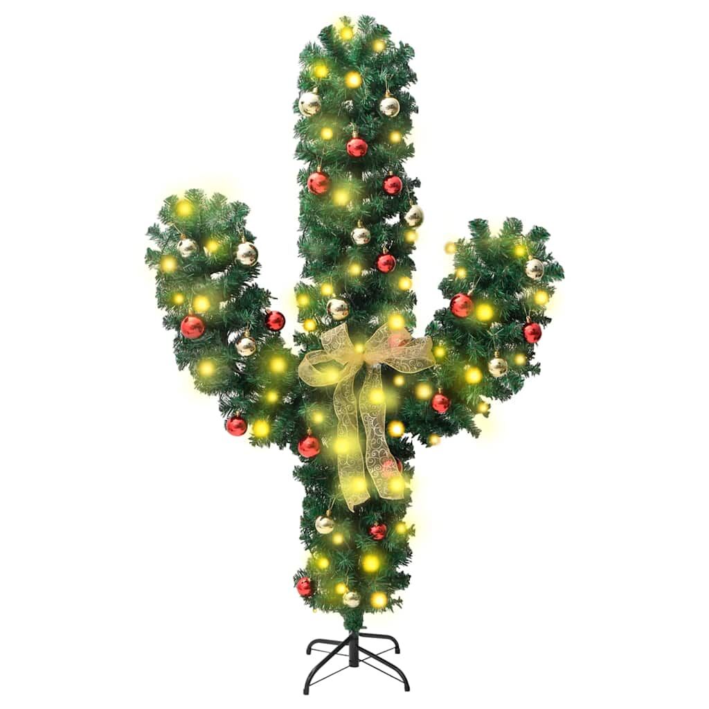 Vidaxl Cactus De Navidad Con Soporte Y Led Verde 180 Cm Pvc_0