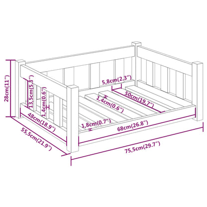Vidaxl Cama Para Perros Madera Maciza De Pino Negro 75,5x55,5x28 Cm_2