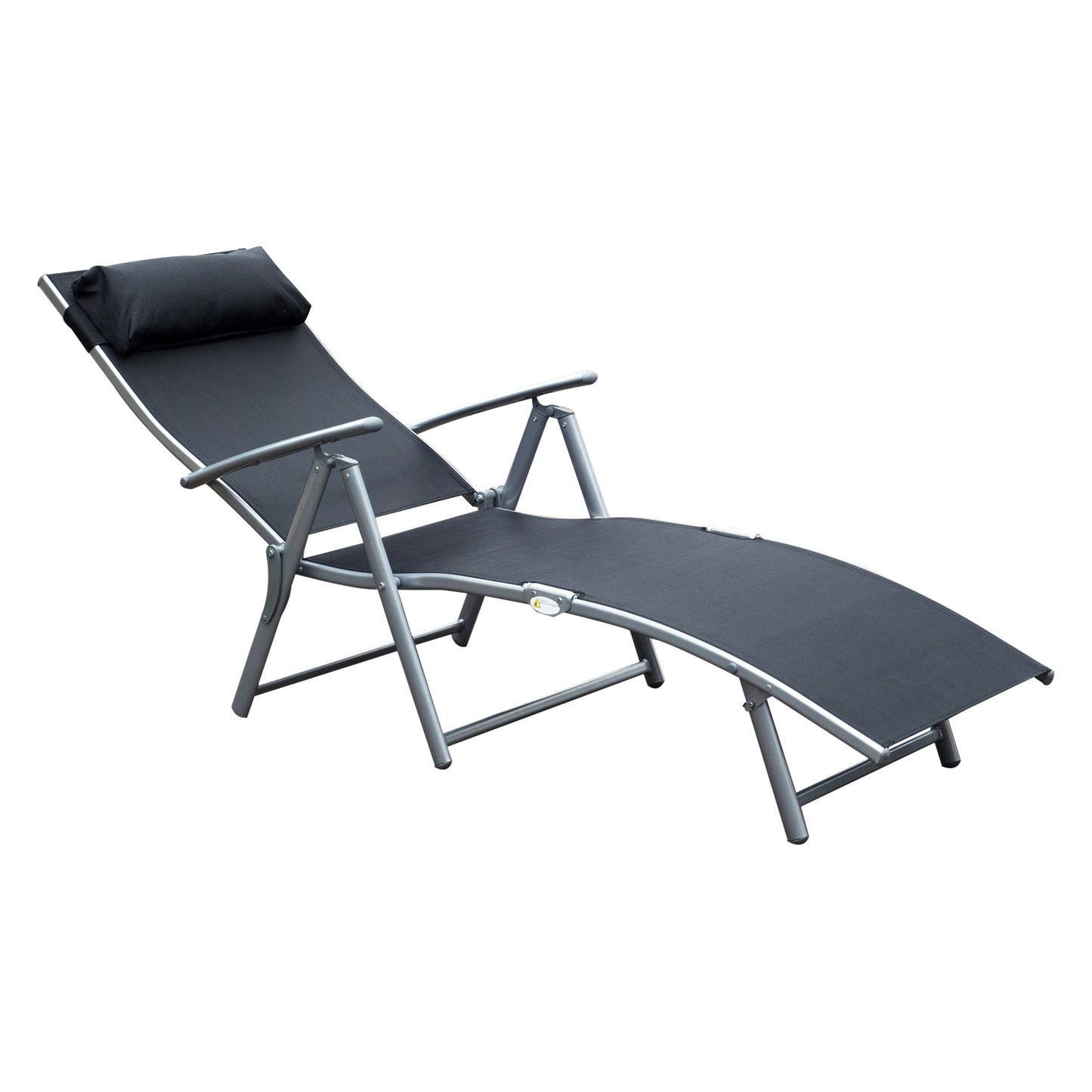 Outsunny Tumbona Plegable Con Respaldo Ajustable 137x63,5x100,5 Cm Negro_3