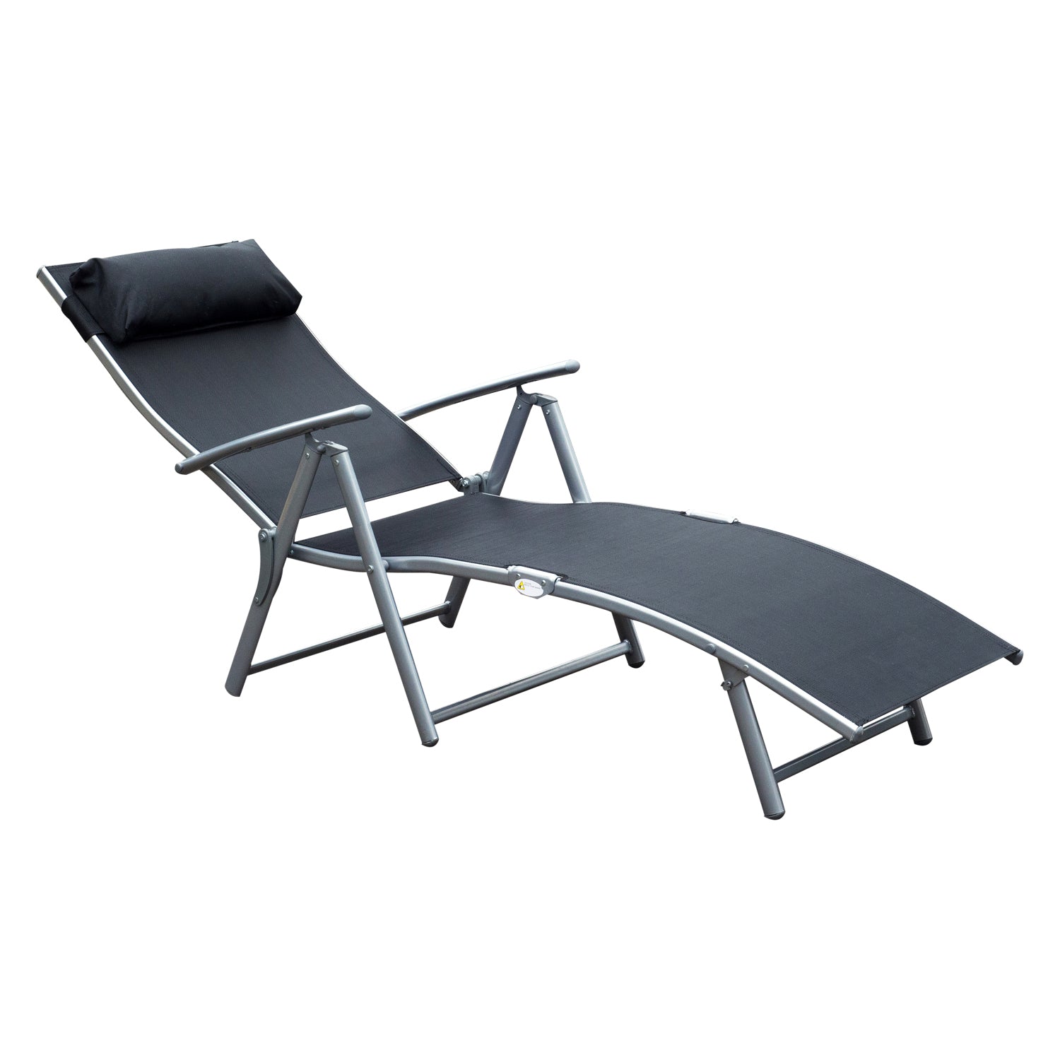 Outsunny Tumbona Plegable Con Respaldo Ajustable 137x63,5x100,5 Cm Negro_3
