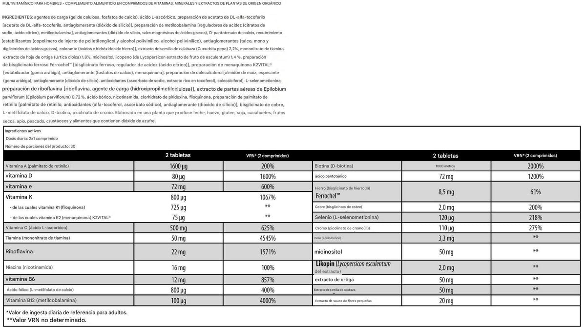 Multivitamin For Men (orgánico) - 60 Tabletas - Complejos Multivitaminicos - Biotech Usa_5