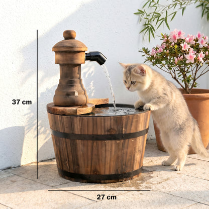 Outsunny Fuente De Agua De Madera En Cascada Con Bomba Eléctrica Natural_2