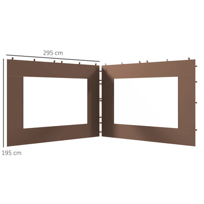 Outsunny Paredes Laterales Para Carpa De 2 Paneles 295x195 Cm Marrón_2