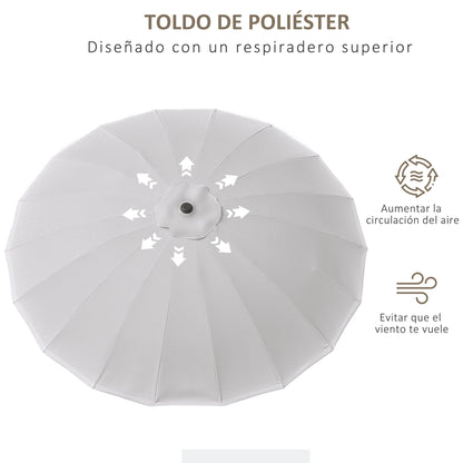 Outsunny Sombrilla De Jardín Ø2,5x2,4 M Con Manivela Y Poste Inclinable Gris_5