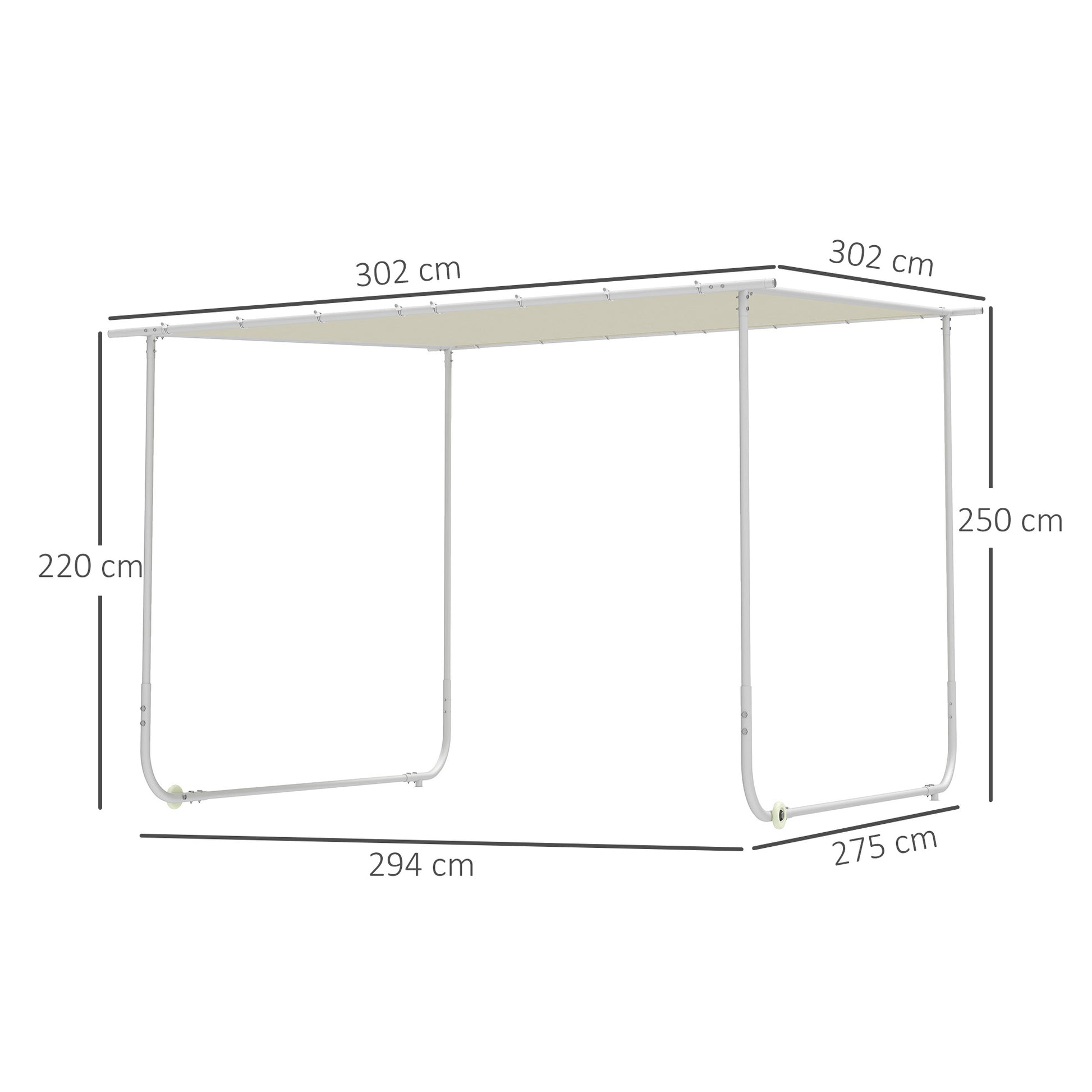 Outsunny Pérgola 3x3 M Con Ruedas Protección Uv 30+ Impermeable Crema_2