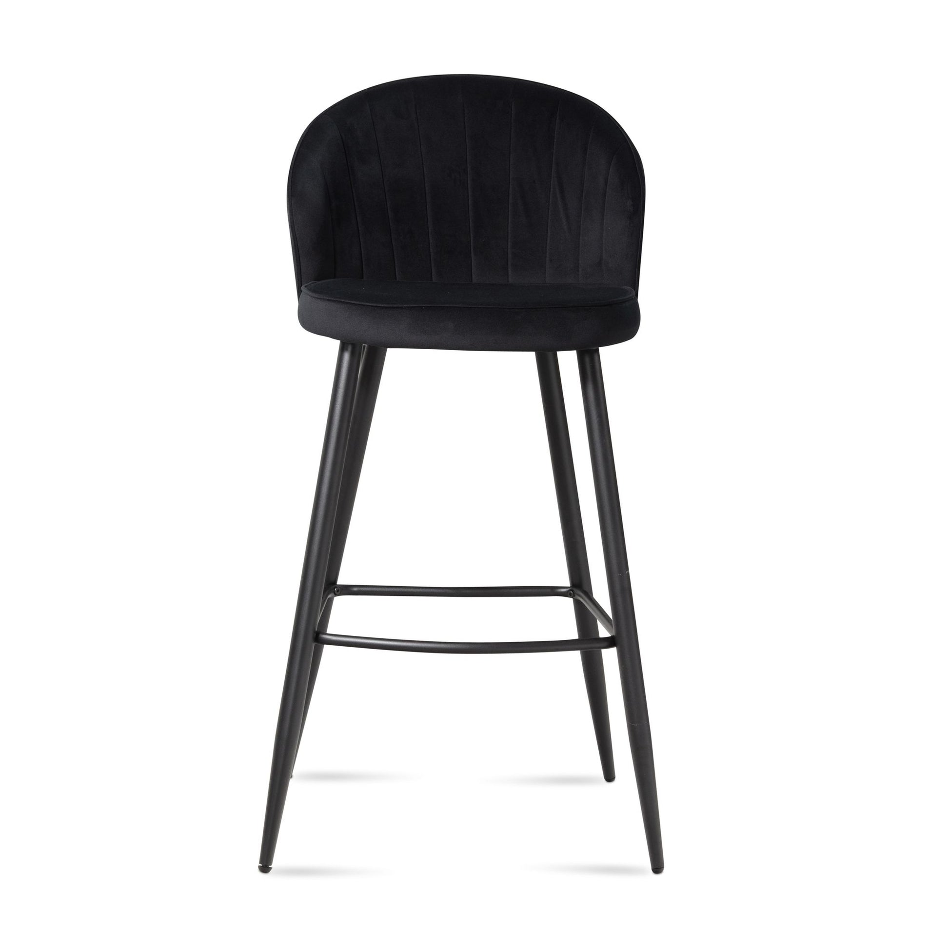Juego De 2 Taburetes De Bar, Terciopelo Negro Con Respaldo 56 X 102,5 X 52,5 Cm_4