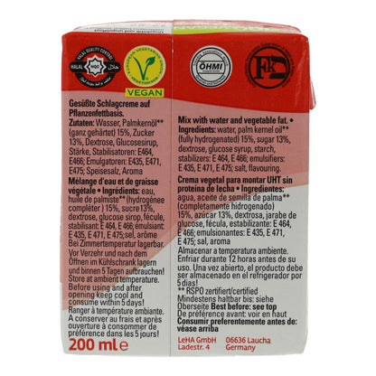 Creme de Legumes Doce para bater e cozinhar Schlagfix 200 ml