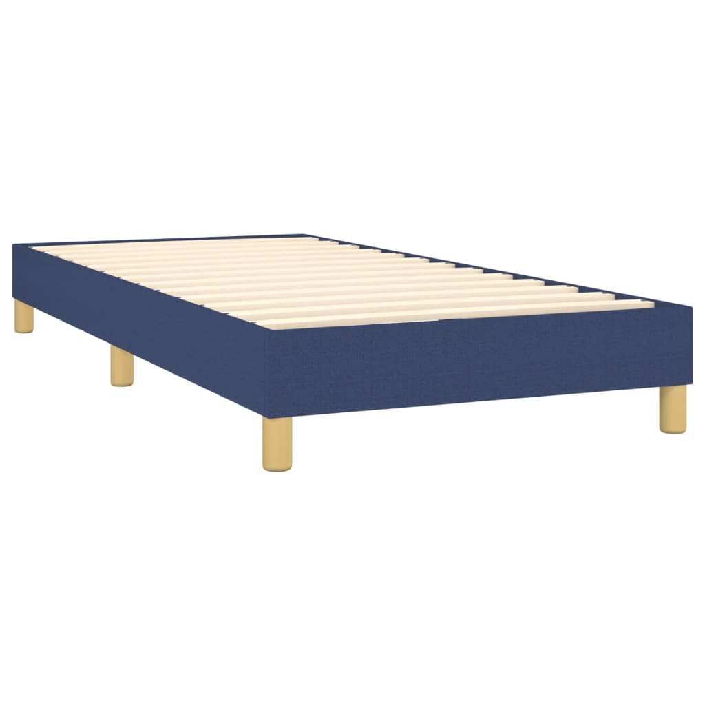 Cama Box Spring Colchón Y Luces Led Tela Azul 100x200 Cm / Vetonek_1