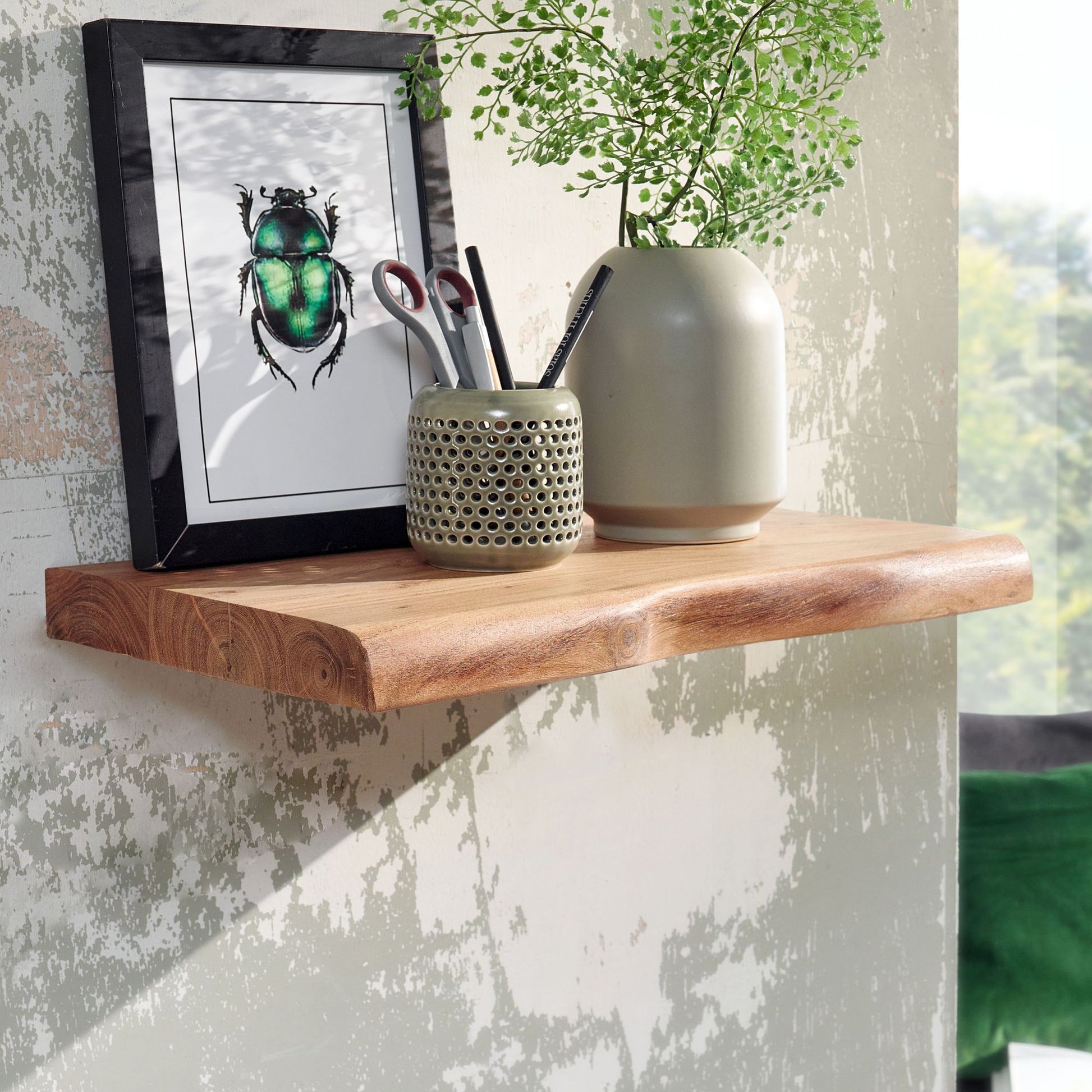 Estantería De Pared 40 Cm En Madera Maciza De Acacia_1