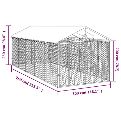 Vidaxl Perrera Exterior Con Techo Acero Galvanizado Plata 3x7,5x2,5 M_2
