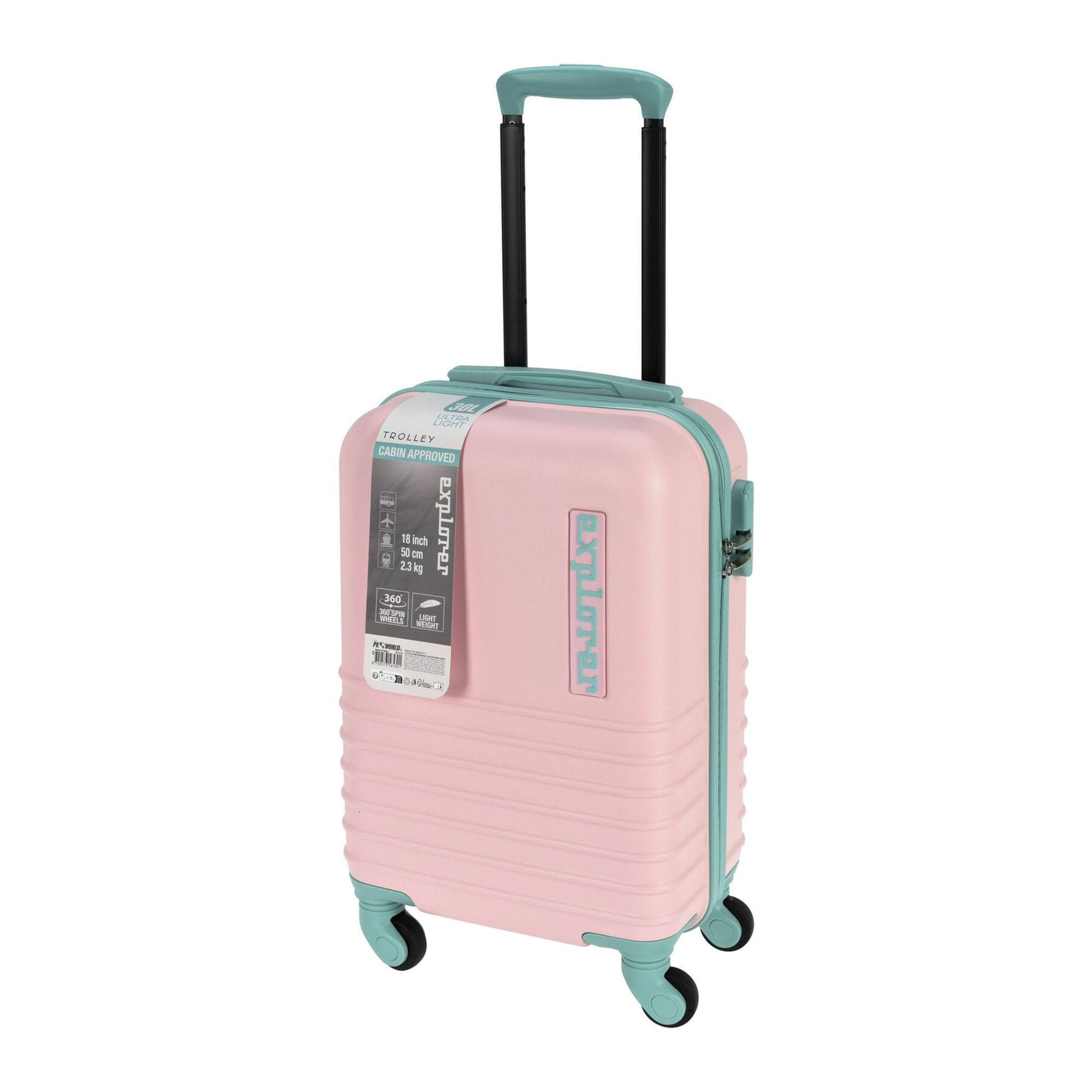 Well Home Maleta En Abs 4 Ruedas Color Rosa Y Menta 34x22x52,5cm_0