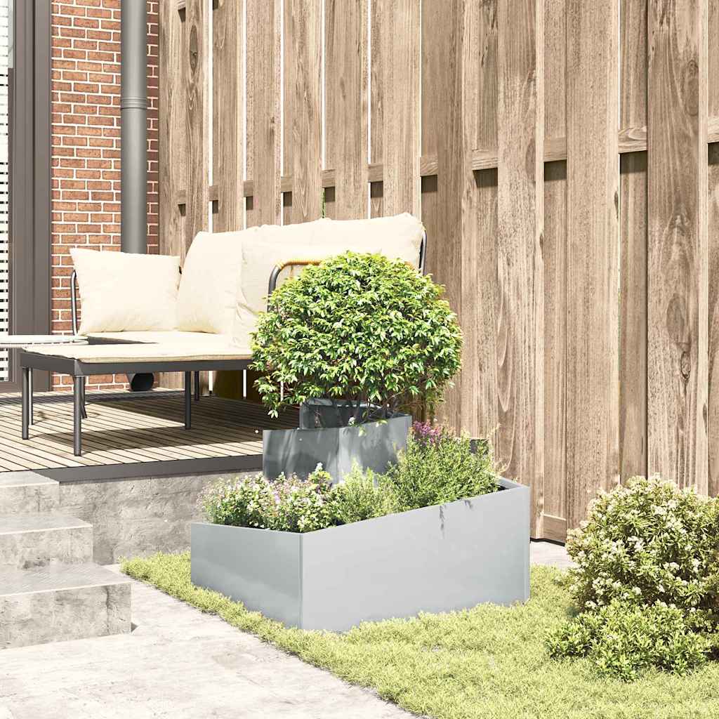 Macetero De Jardín Plateado 60 X 60 X 50 Cm Acero Galvanizado_3