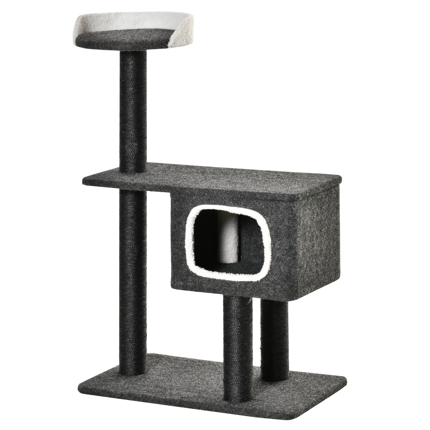 Pawhut Árbol Para Gatos 70x41x112 Cm Con Cueva Plataformas Y Postes Rascadores_0