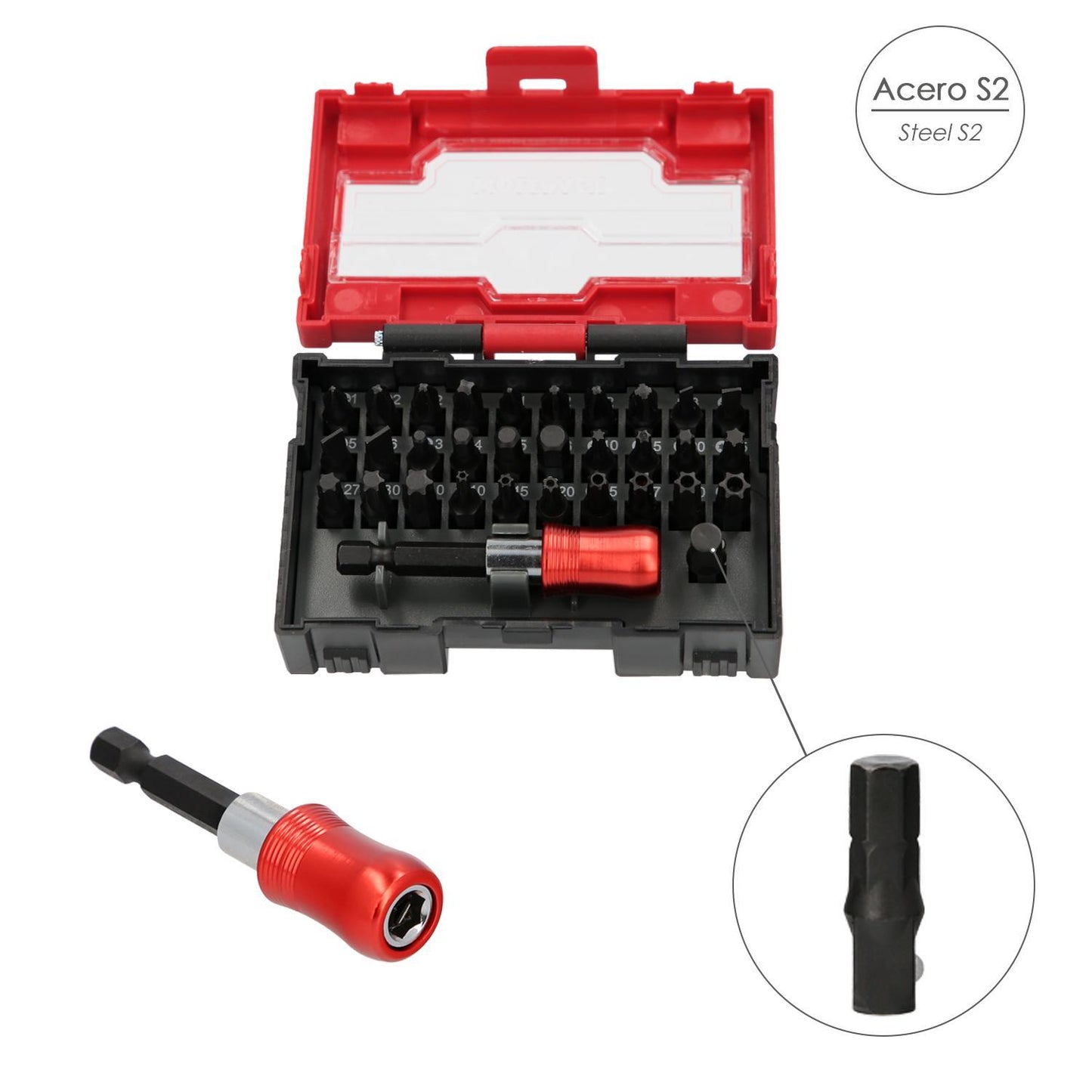 Juego De Puntas Destornillador Acero Con Adaptador Rapido 32 Piezas_1