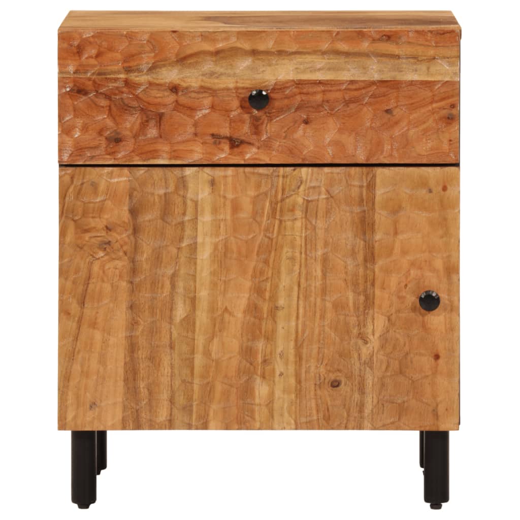 Mesita De Noche Madera Maciza De Acacia 50x33x60 Cm_3