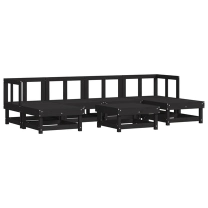 Vidaxl Juego De Muebles De Jardín 7 Piezas Madera Maciza De Pino Negro_0