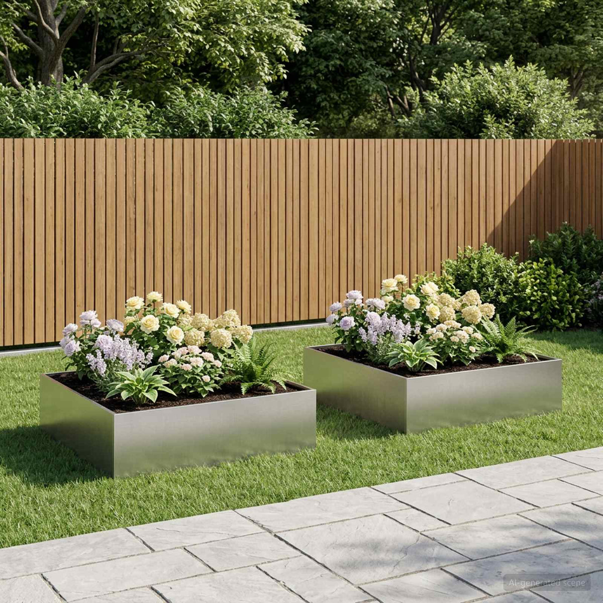 Macetero De Jardín 2 Uds. Plateado 100 X 100 X 30 Cm_1