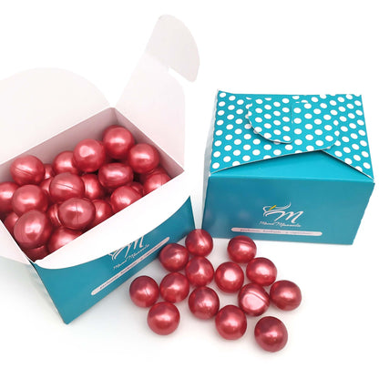 Caja Regalo 70 Perlas De Baño Con Aroma A Fresas - Con Aceite De Soja - Hidrata, Suaviza Y Perfuma La Piel - Forma Bola_0