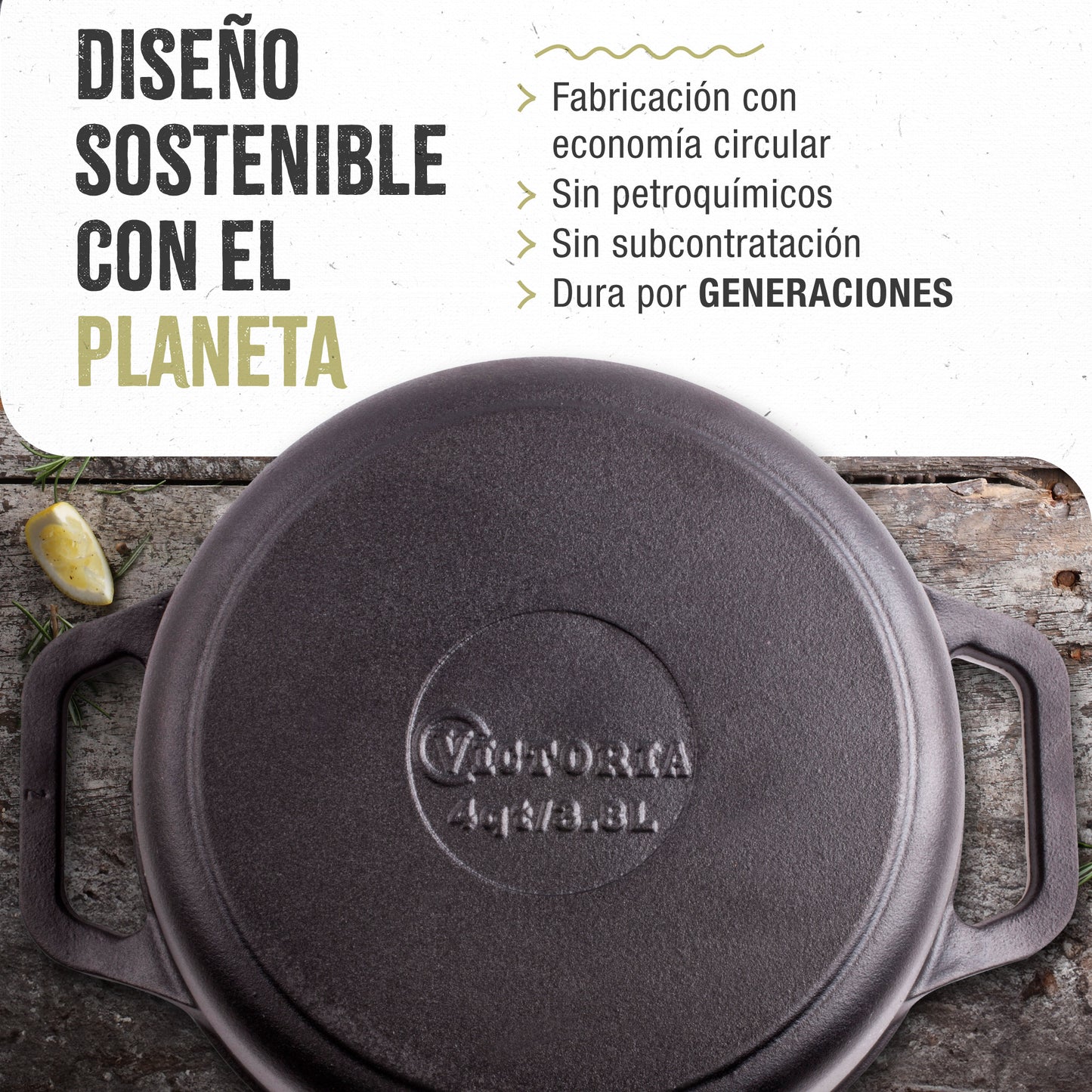 Victoria Horno Holandés Olla Inducción Hierro Fundido Curado 25cm, Cocotte 3,8l, Sin Ptfe Ni Pfoa, 32043, Negro_5