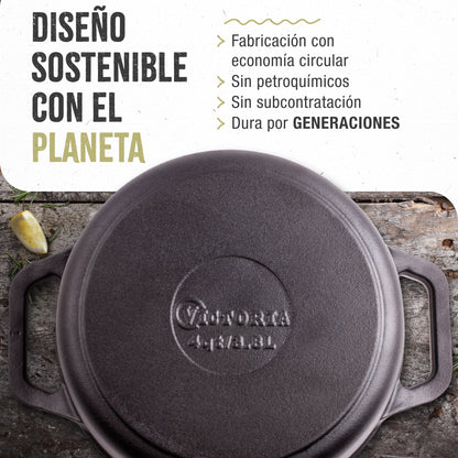 Victoria Horno Holandés Olla Inducción Hierro Fundido Curado 25cm, Cocotte 3,8l, Sin Ptfe Ni Pfoa, 32043, Negro_5