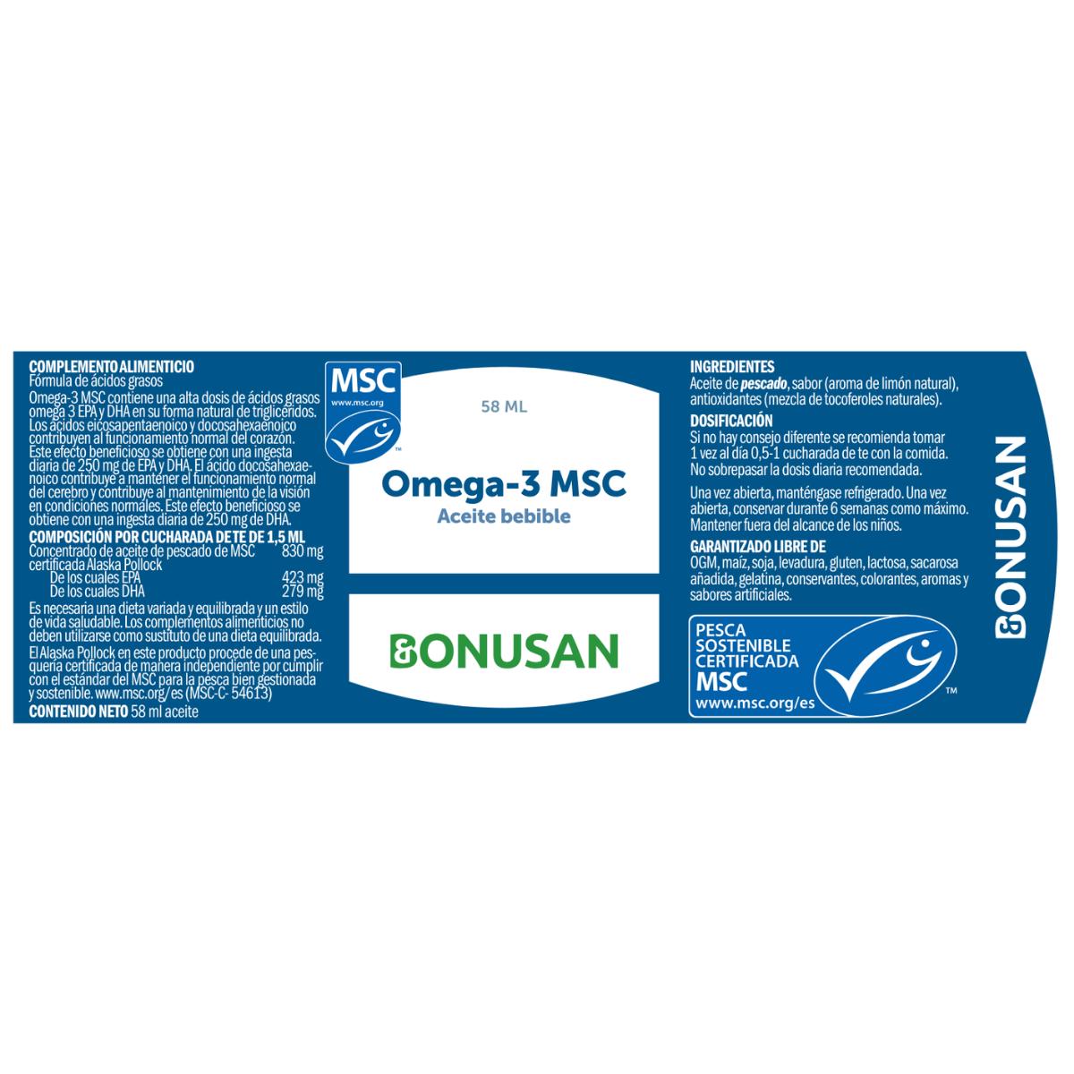 Óleo Bebível Ómega-3 MSC Bonusan 58ml
