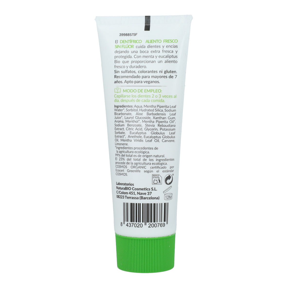 Pasta de dentes com hálito fresco e menta sem flúor HappyBio 75ml