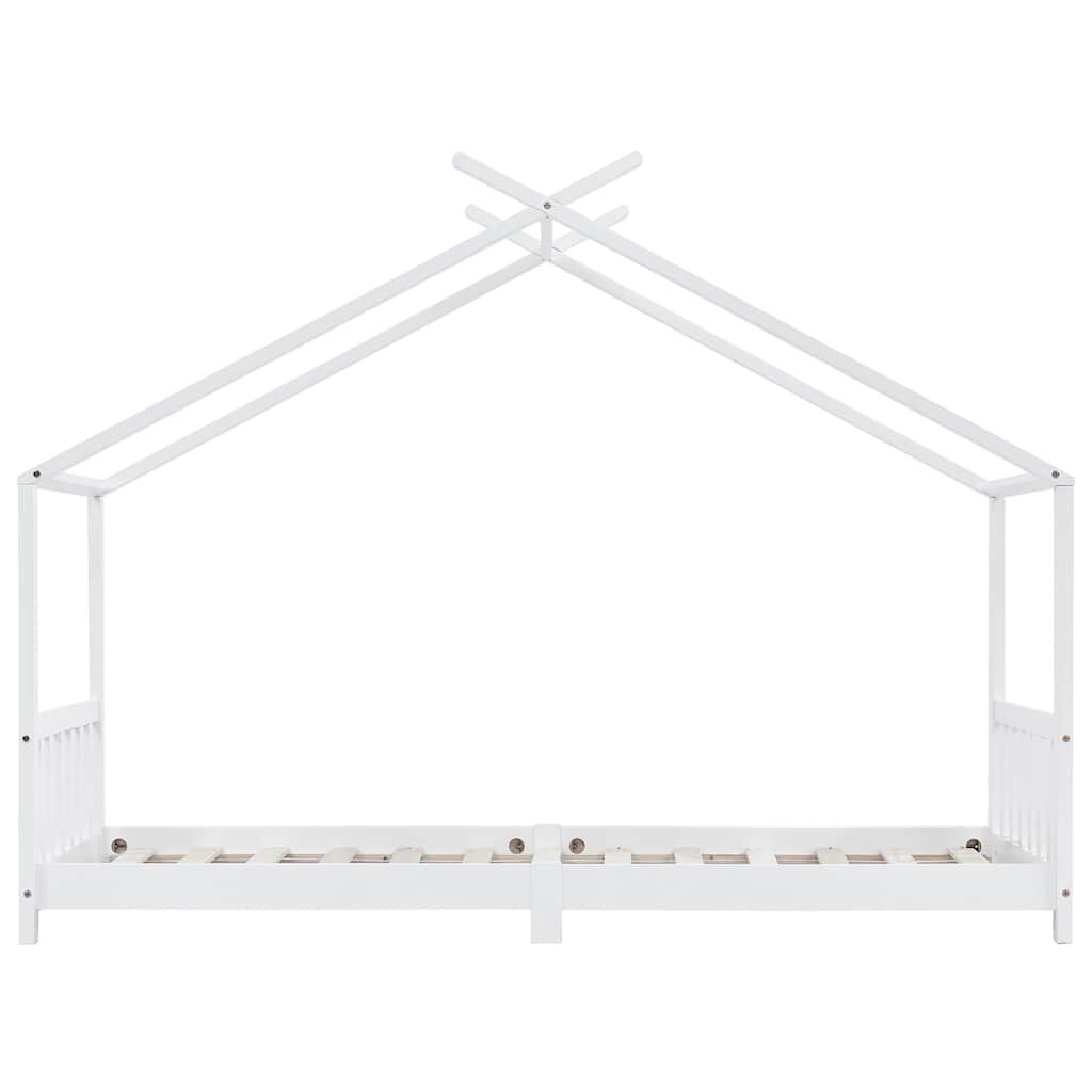 Vidaxl Estructura De Cama Infantil Madera Maciza Pino Blanco 90x200 Cm_3
