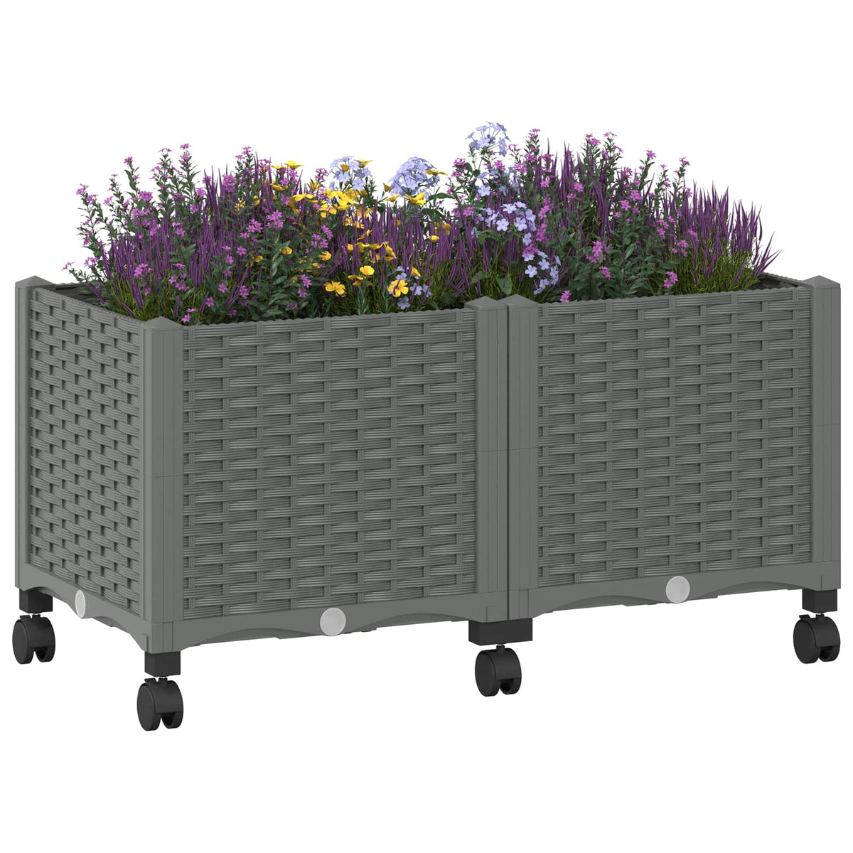 Macetero De Jardín Con Ruedas Gris Claro 80 X 40 X 44 Cm Pp_2