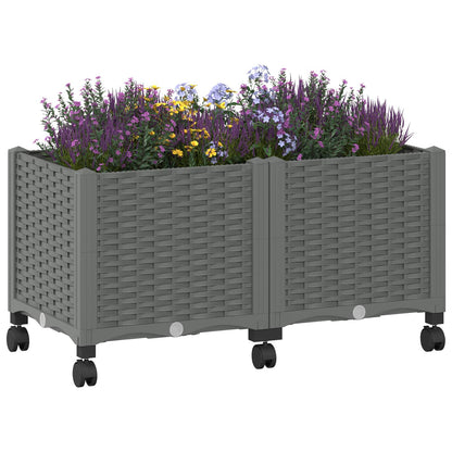Macetero De Jardín Con Ruedas Gris Claro 80 X 40 X 44 Cm Pp_2