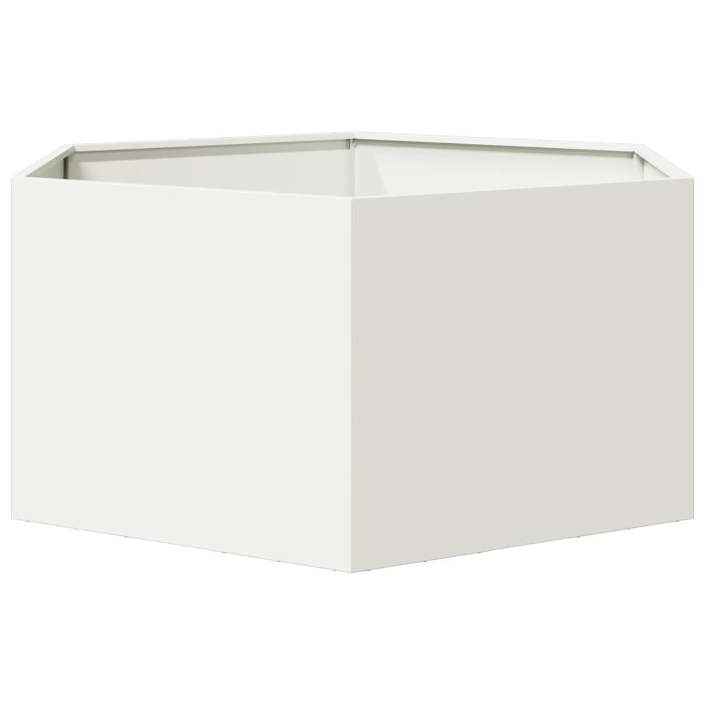 Jardinera Hexagonal De Acero Blanco 104x90x45 Cm_4